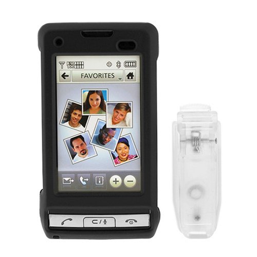 Solid Black Snap on Rubberized Case with Clip for LG VX9700 Cellphone