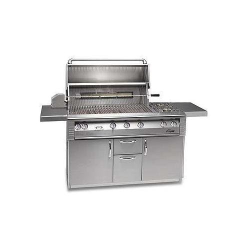Alfresco Classic 56 Inch Sear Zone Natural Gas Grill On Refrigerated Cart W/ Side Burners