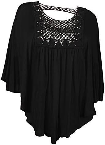 eVogues Plus Size Crochet Bodice Poncho Top