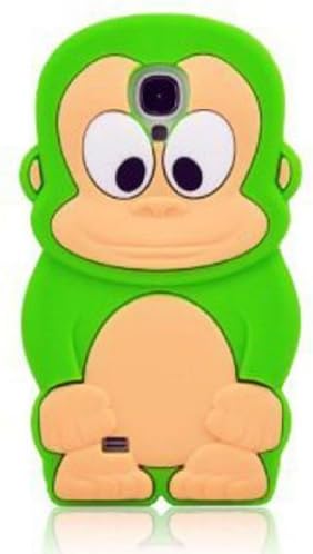 FJX New Cute 3D Cartoon Monkey Soft Silicone Case for Samsung Galaxy S4 I9500 (Green)