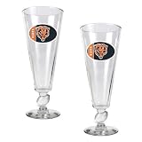 Chicago Bears NFL 2pc Pilsner Glass Set with Football on stem - Oval Logo