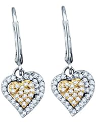 10KT White Gold 0.51 CTW Diamond HEART Earrings