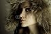 Wallmonkeys Peel and Stick Wall Decals - Young Elegant Girl with Fur Coat. Studio Portrait - Removable Graphic