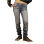 Womens Baby Phat light wash boot cut denim jeans. Very high quality jeans with an impeccable cutting and contrast topstitching, classic 5 pockets design, belt loops and stitched on back pocket design. The skinny leg blends into intricate rouching near the ankle for the ultimate high-class look. (Size: 3)