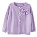 Lymanchi Little Girls' Pearl Bow Long Sleeve Button Front Knit Cardigan Sweater