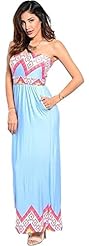 Strapless Chevron Print Zig Zag Maxi Dress 