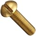 Brass Machine Screw, Round Head, Slotted Drive, #6-32, 1/4" Length (Pack of 25)