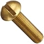 Brass Machine Screw, Round Head, Slotted Drive, #10-24, 7/16" Length (Pack of 25)