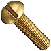 Brass Machine Screw, Plain Finish, Round Head, Slotted Drive, 1/2