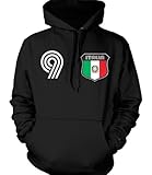 IMAGE OF Italian Crest International Retro Soccer Sweatshirt, Italia National Pride Mens Pullover Hoodie, X-Large, Black