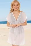 Beach Belle® White Chevron Cap Sleeve Empire Tunic - Plus Size Swimwear Plus Size Swimsuit