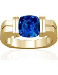 14K Yellow Gold Cushion Cut Blue Sapphire Solitaire Ring