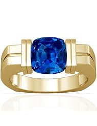 18K Yellow Gold Cushion Cut Blue Sapphire Solitaire Ring