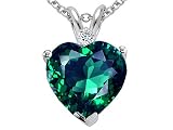 2.02 cttw Heart Shape Created Emerald and Genuine Diamond Pendant in 14k White Gold