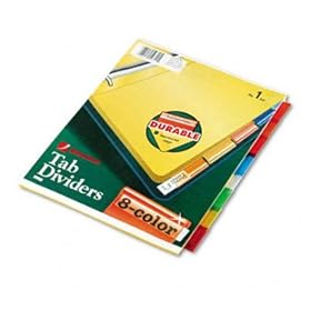 Wilson Jones 54311 - Single-Sided Reinforced Insertable Index, Multicolor 8-Tab, Letter, Buff, 8/Set-WLJ54311