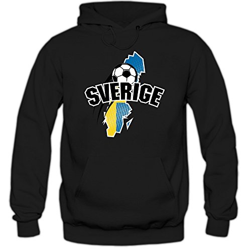Schweden EM 2016 #1 Hoody | Fußball | Herren | Blågult | Trikot | Nationalmannschaft, Farbe:Schwarz (Black F421);Größe:L