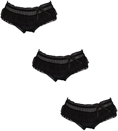 Yiop Women's Sheer Mesh Panties Transparent Hipster Panty Pack of 3 Black
