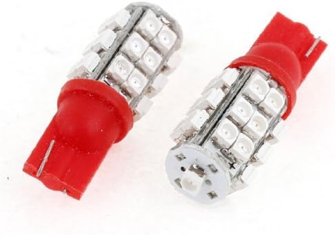 Water & Wood Auto Red 25-LED 1206 SMD Dashbord Gauge Turn Wedge Lamp Bulb T10 x 2 with Car Cleaning Cloth