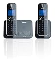 Philips ID5552B/05 Digital Cordless Phone with Answering Machine - Twin Handset - Black