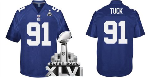 Super Bowl XLVI champions NFL Authentic Jerseys New York Giants Justin Tuck BLUE Jersey Size 50 (Ship By DHL)