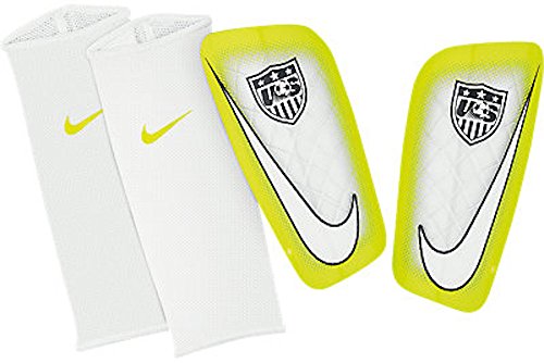Nike USA Mercurial Lite Soccer Shin Guards (White, Volt)