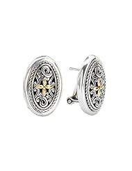 925 Silver Oval Celtic-Design Cross Earrings with 18k Gold Accents