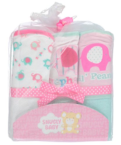 Snugly Baby Girls Hooded Towels 3-pack (Elephant Pink)