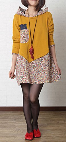 フード 付き  ミニ ワンピース 猫 アップリケ 花柄 パーカー カジュアル フレア ジャケット レトロ エレガント レース シフォン ロング ブラウス  長袖 マタニティ 大きいサイズ  美脚 デート  秋物 冬物 可愛いスカーフ付き m118