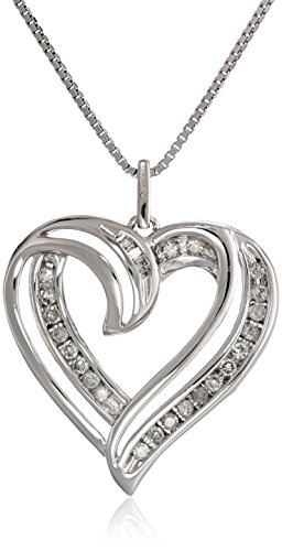 Sterling Silver Diamond Heart Pendant Necklace (1/4 cttw), 18"