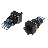 uxcell AC 250V 5Aスクエア 3ポジション 2NO 2NC セレクター プッシュボタンスイッチ 2個