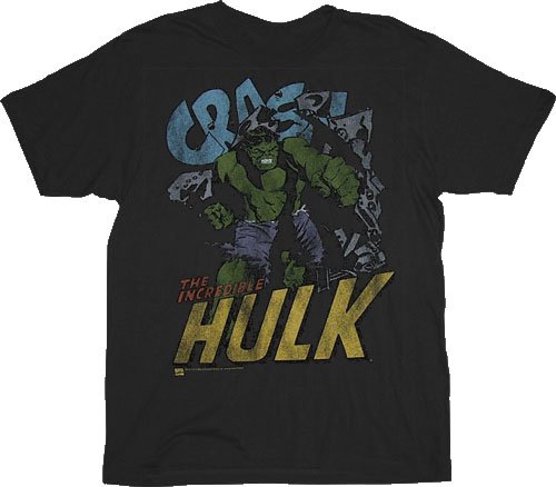  Junk Food The Incredible Hulk Crash Vintage Black Mens T-shirt Tee