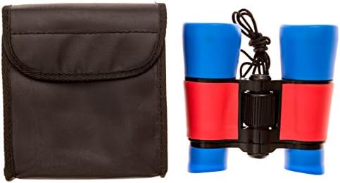Playsmarte 4x30 Binoculars Compact Portable For Kids, Children, Outdoor, Bird Watching, Travelling, Sightseeing, Boating Comes With Neck Strap, Cleaning Cloth, Black Case, Blue And Red Color