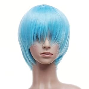 Light Blue Short Length Japanese Anime Cosplay Wig Costume