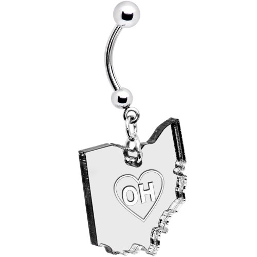Black State of Ohio Belly Ring