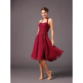 Elegantes Neckholder Chiffon Kleid, Farbe rot