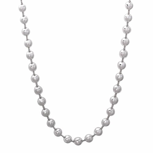 Men's 4mm Real 925 Sterling Silver Military Ball Chain Necklace