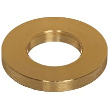 Component Flat Washer, Brass, Plain Finish, 3/8" Bolt Size, 0.406" ID, 1.000" OD, 0.125" Thick, Made In USA, Pack Of 5