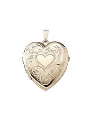 Solid 14K Yellow Gold Heart Four Photo Locket 1-1/4 inch x 1-1/4 inch Solid 14K Yellow Gold