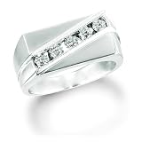 14k White Gold Diamond Men's Ring (1 cttw, I Color, I1 Clarity), Size 11