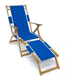 Heavy Duty Wood Beach Chaise / Lounger - Pacific Blue