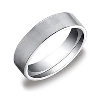 Men's 10k White Gold 6mm Comfort Fit Wedding Band with Soft Satin Finish Ring, Size 10