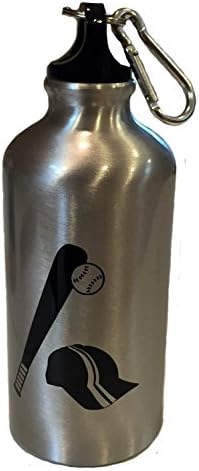 Baseball Themed Water Bottle - 17oz BPA-Free Aluminum - BONUS: Includes a Clear Label to Customize with Child's Name! Perfect Party Favor - 1 PACK