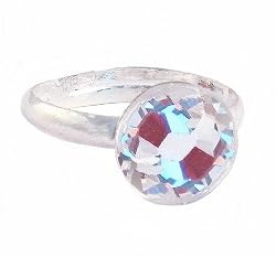 Ring - R64 - Swarovski TM Crystal Stone (10mm) on Adjustable Sterling Silver Band