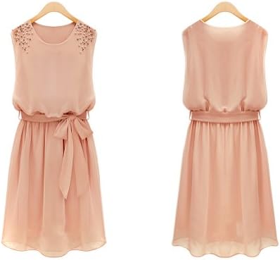 Zeagoo Pink Women's Beach Summer Sleeveless Party Chiffon Dress
