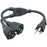 Cablelera Power Cord Extension and Splitter, NEMA 5-15P to NEMA 5-15R x 2, 16 AWG, 13A, 125V (ZWACPQAG-14)