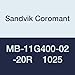 Sandvik Coromant MB-11G400-02-20R 1025 PVD Coated Carbide CoroCut MB Parting and Grooving Insert for Grooving, Right Cut, Size 11 (Pack of 10)