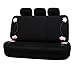 FH-FB053128 3 Row Floral Design Cloth Car Seat Covers, Airbag compatible and Split Bench, Black