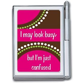 I may look busy, but I'm just confused - Retro Style Memo Pad and Pen w Gift Box
