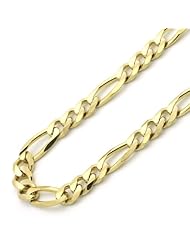 14K Gold 5mm Italian Concaved Figaro Chain Necklaces ( Available Length 18", 20", 22", 24", 26")