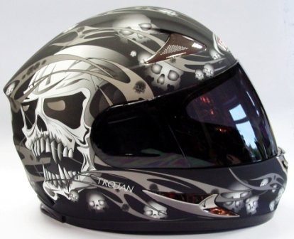 VIPER TROJAN SKULL MOTORCYCLE HELMET, GUNMETAL, X-LARGE